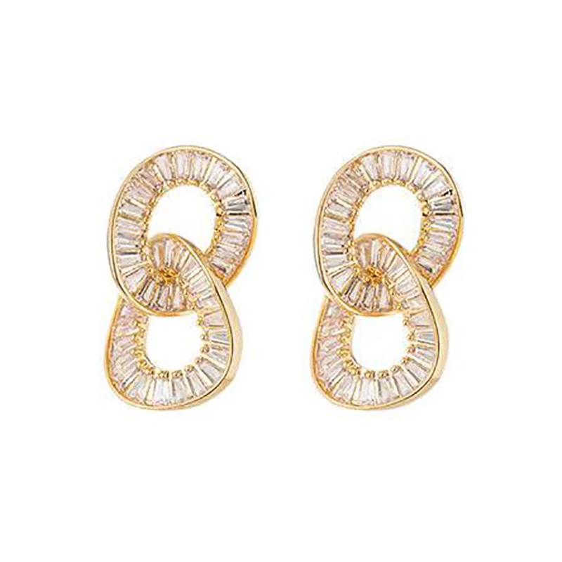

Luxury Zircon Circle Clasp Golden Pendant Earrings For Woman Fashion Korean Jewelry 2020 New Party Girl's Unusual Earrings