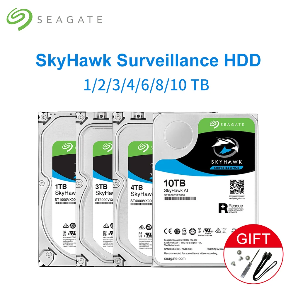 Видеонаблюдение Seagate SkyHawk 3 5 &quotSATA HDD1TB 2 ТБ 4 6 8 10 5900 об/мин 7200 МБ 64 256 для мониторинга