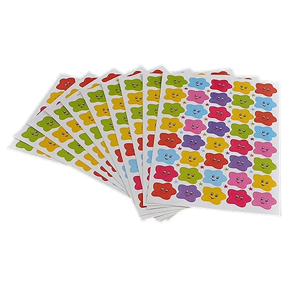 Calcoman&iacute;a de estrellas y sonrisa para ni&ntilde;os, bonita pegatina de recompensa para maestro de escuela, decoraci&oacute;n de bloc de notas, juego de papeler&iacute;a escolar-5