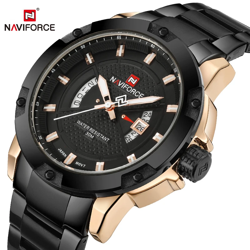 Мужские часы Топ люксовый бренд NAVIFORCE мужские полностью стальные часы кварцевые часы Аналоговые водонепроницаемые спортивные армейские военные наручные часы