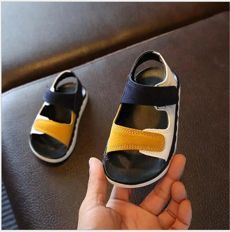 

2020 children sandals kids shoes baby boy patchwork summer beach sports soft leather sandals shoes sneakers