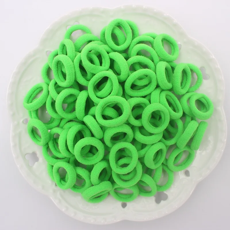 Fluorescent green 100 шт./лот, диаметр 20 мм, вязаные эластичные резинки для волос ярких цветов из спандекса, аксессуары для волос для девочек - Цвет: Fluorescent green