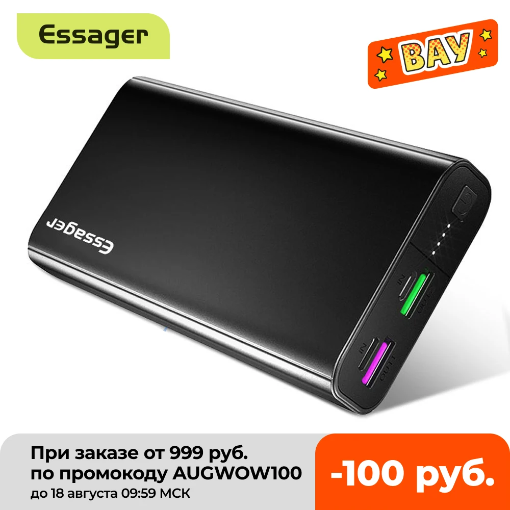 Essager 20000 мАч Внешний аккумулятор PD QC 3 0 Быстрая зарядка портативный внешний