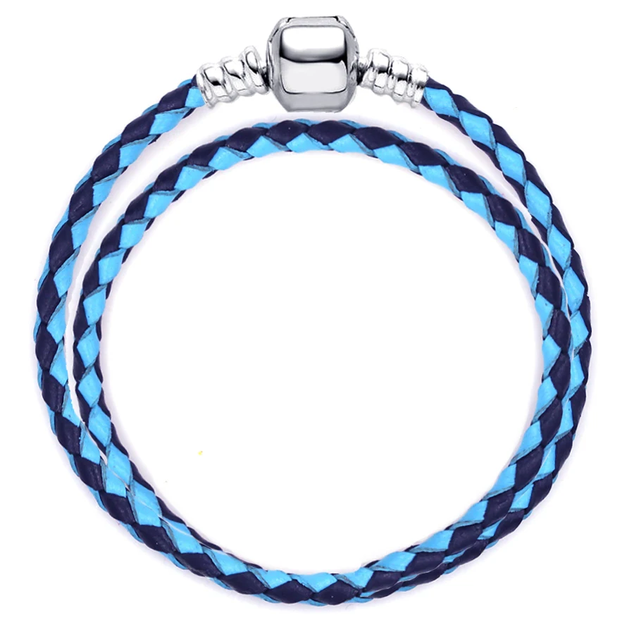 

Seialoy Ocean Style Cyan & Blue Leather Bracelets Fit Diy Beads Bohemia Braided Leather Bracelet Jewelry Accessory Basic Chain