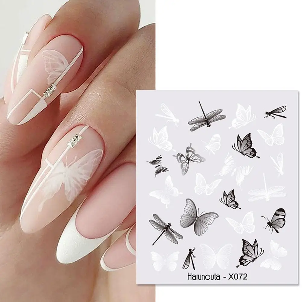 

2Pcs/Set Black Ink Painting Blooming Water Decals Fruit Flower Face Pattern Spring Summer Polish Nail Art Stickers Decoration