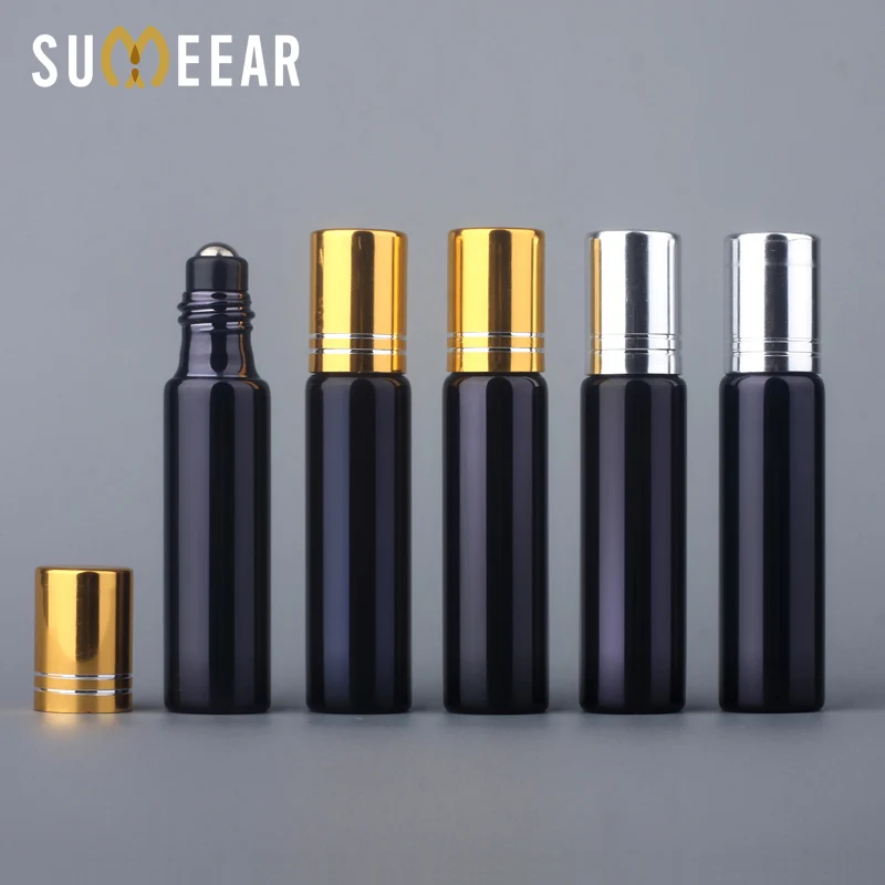 50 шт./лот 10 мл мини пустые бутылки эфирного масла портативные многоразовые черные