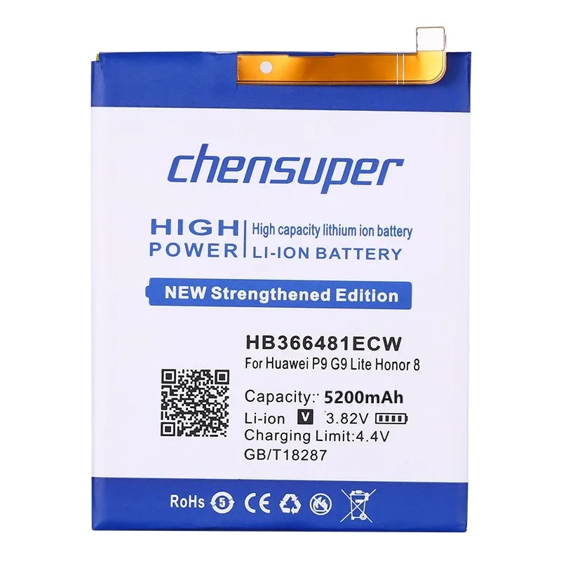 Новый 5200 мА/ч HB366481ECW батарея для Huawei P9 EVA AL00 AL10 TL00 L19 G9 Lite Honor 8 5c|battery for huawei|battery for3400mah