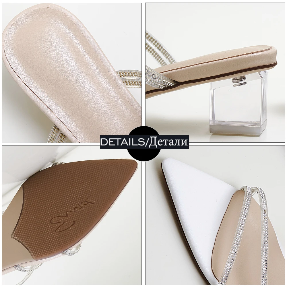 

WETKISS Crystal Heels Slippers Women Pointed Toe Bling Bling Slides Woman Shoes Transparent Heels Mule Rhinestone Slipper Lady