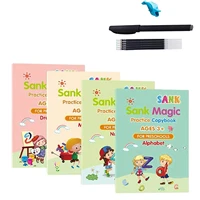 2021 magic exercise book 4 books reusable children%e2%80%99s toys write english numbers and letters montessori 3d calligraphy learn gift