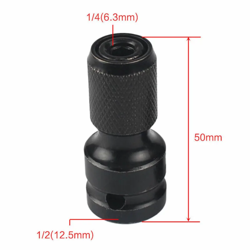 

1/2inch Square Female Drive To 1/4inch Hex Shank Socket Converter Adapter For Home Production Tool Part