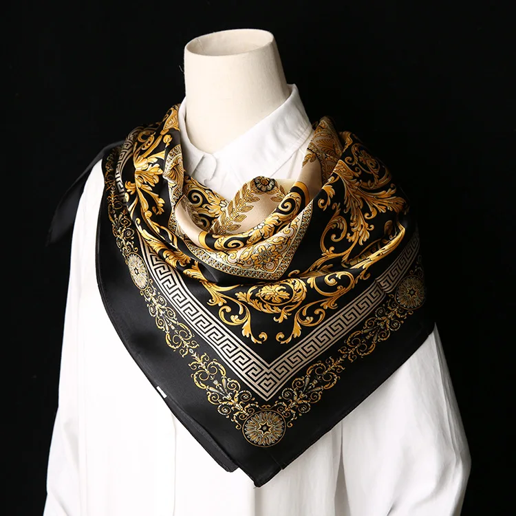 Женский шелковый шарф люксовый бренд 90*90 см креп 100% натуральный Sqaure Дамский