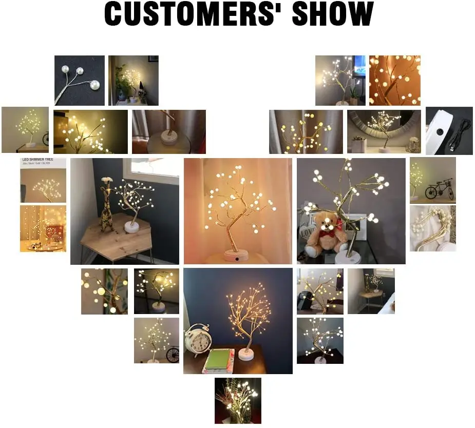 

LED Copper Wire Night Light Tree Fairy Lights Home Decoration Night Lamp USB Battery Operated For Bedroom Bedside Table Lamp