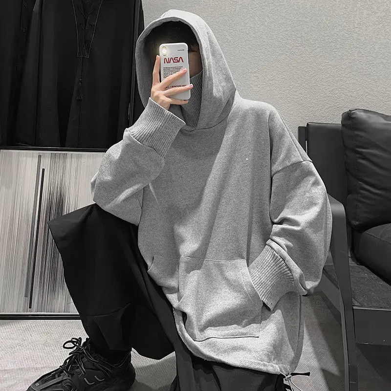 

Weiyi men's fashion hooded spring and autumn 2021 new high collar stitching fake two pieces of clothes for lovers