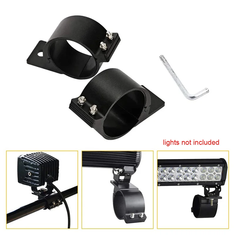 

LED Work Light Horizontal Bar Tube Lamp Holder Bracket for Offroad Car SUV Truck Bull Bar Roof Rack Roll Cage Mounting Clamps