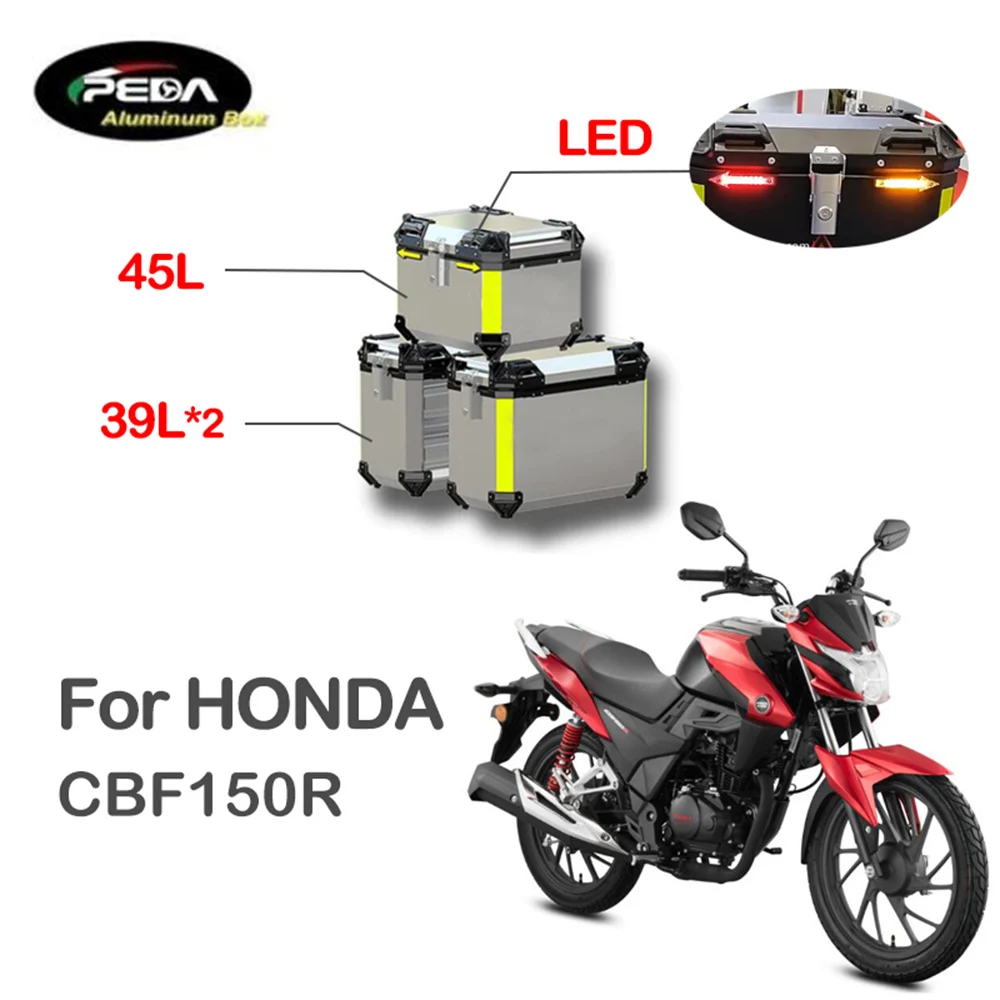 

V5-25 Motorcycle Aluminum Box with LED Winker 45L Dual 39L Panniers Top Case Side Pannier For HONDA CBF 150R Scooter Rear Trunk