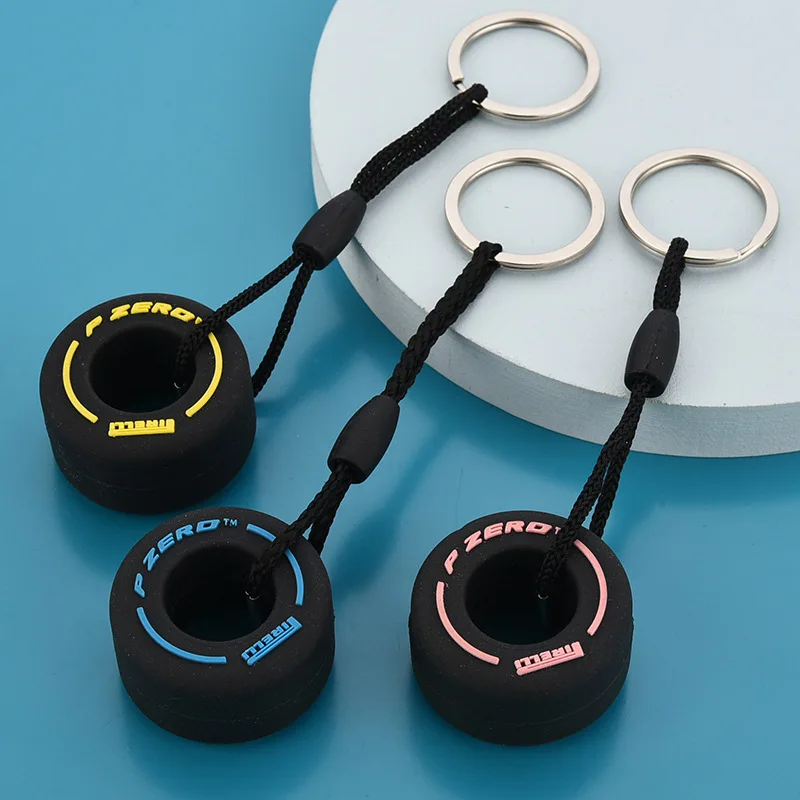 

New PVC Soft Rubber Tire Keychain Creative Toy Cute Car Bag Pendant Fashion Gift Key Ring Accessories formule 1 sleutelhanger