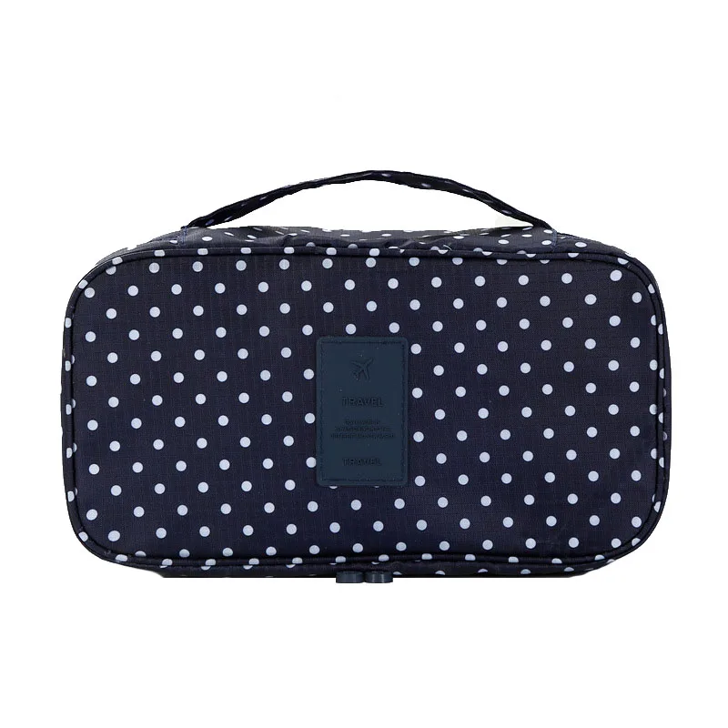 Navy blue Rantion, многофункциональная дорожная сумка, нижнее белье, органайзер для бюстгальтера, HQ, косметический чехол для макияжа, женские повседневные сумки для хранения, сумка в горошек - Цвет: Navy blue
