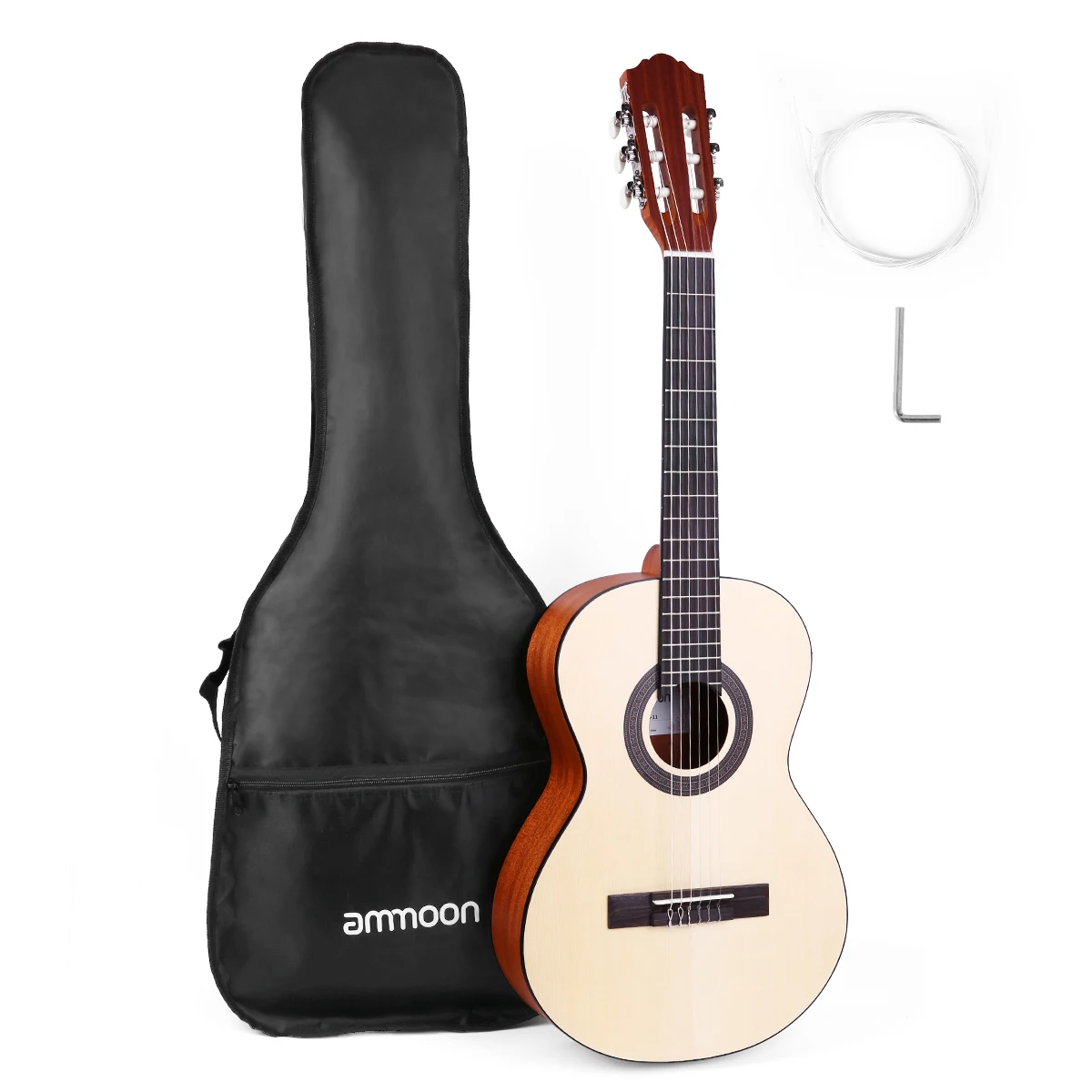 

ammoon 36 Inch Acoustic Classical Guitar Travel Acoustic Classical Guitar Junior Size 6-String Spruce with Gig Bag Strings New