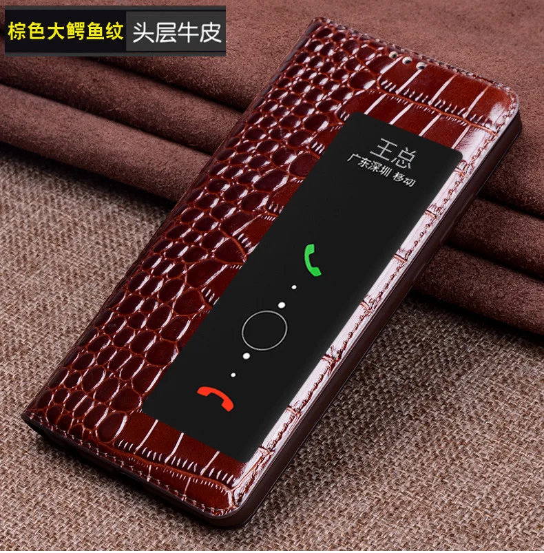

High-end luxury Genuine Cow Leather Magnetic window Flip Cover Mobile Phone Book Case For Huawei P30 Pro Phone Case Funda
