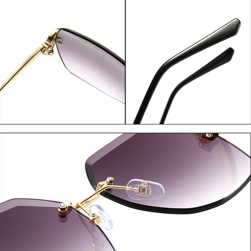 

Sunglasses New Frameless Trim Metal Spectacles Retro Ladies Glasses Street Fashion Trend Shades for Women