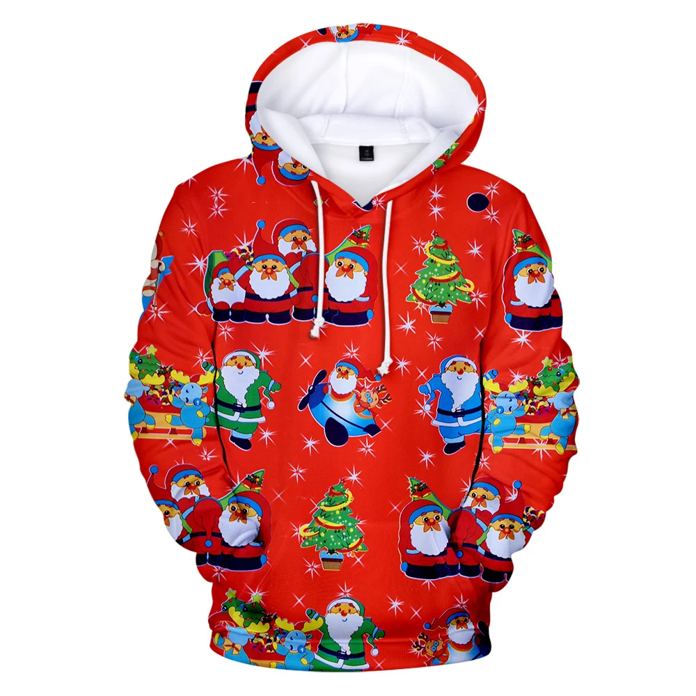 

Winter Merry Christmas Hoodies 3D Print Men Women Hooded Sweatshirt Santa Claus Streetwear Snowman Pullovers Children's Clothing