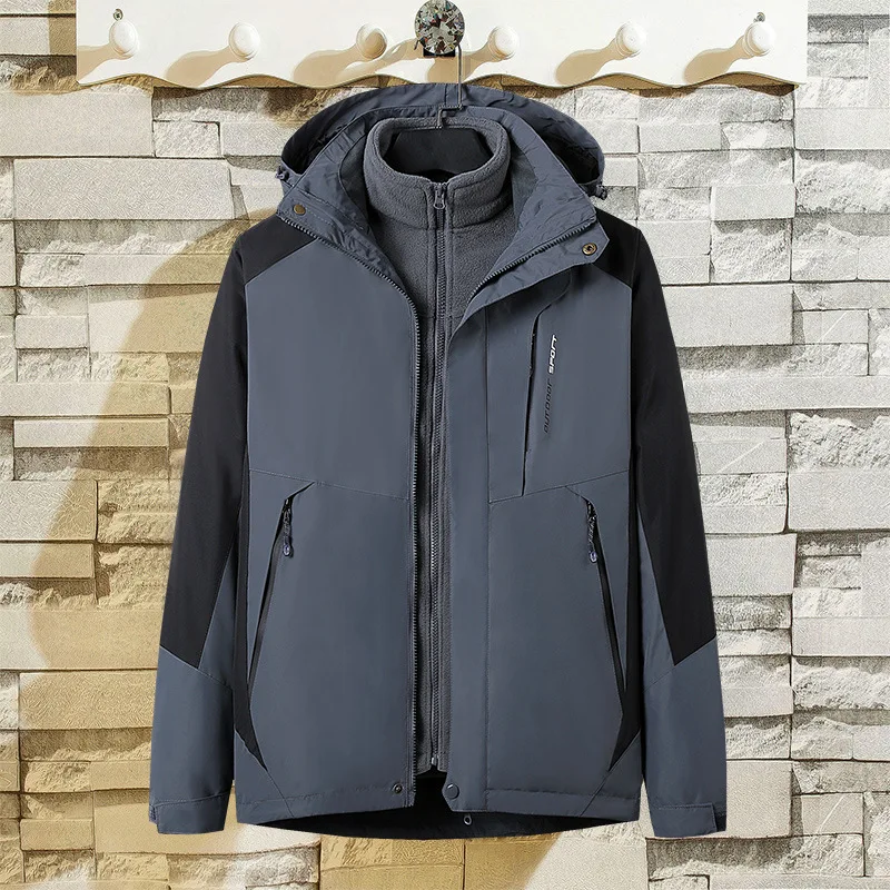 Плащ-дождевик Три в одном для мужчин и женщин осенне-зимняя ветрозащитная