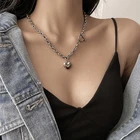FNIO, винтажное простое ожерелье из цепочек 2021, геометрическое ожерелье с подвеской в виде любовного сердца для женщин, ювелирные изделия в стиле панк