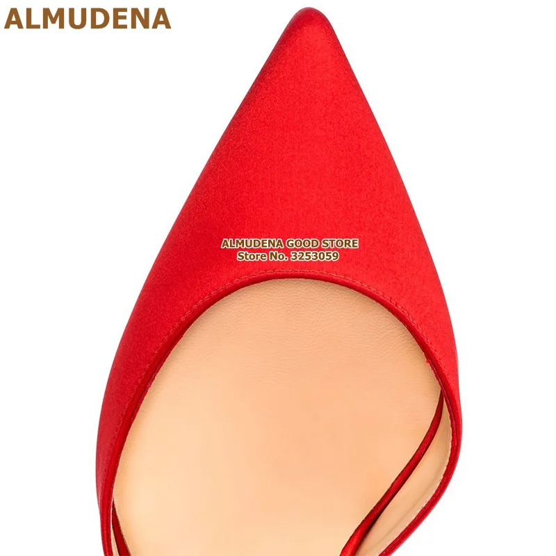 ALMUDENA/красные атласные босоножки с большим бантом; свадебные туфли на шпильке из шелковой ткани со шнуровкой и бантом; туфли-лодочки для сцены в стиле знаменитостей