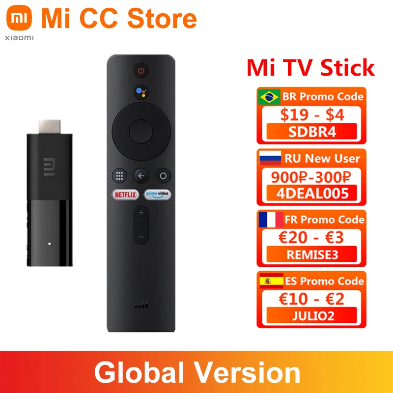 Глобальная версия Xiaomi Mi TV Stick Quad Core HDR 1 ГБ ОЗУ 8 Гб ПЗУ Bluetooth совместимый Wifi Netflix Dongle