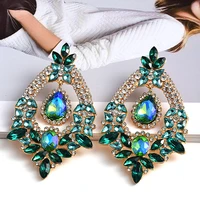 new styles long metal colorful crystal drop earrings high quality fashion rhinestones jewelry accessories for women wholesale
