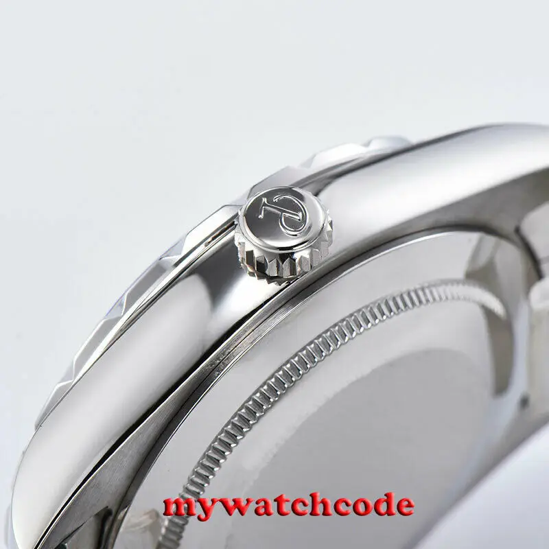 39 5 мм PARNIS белый черный синий циферблат светящаяся Дата автоматические мужские