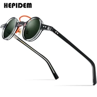 hepidem acetate polarized sunglasses men 2022 new retro vintage small round sun glasses for women shades 9182t