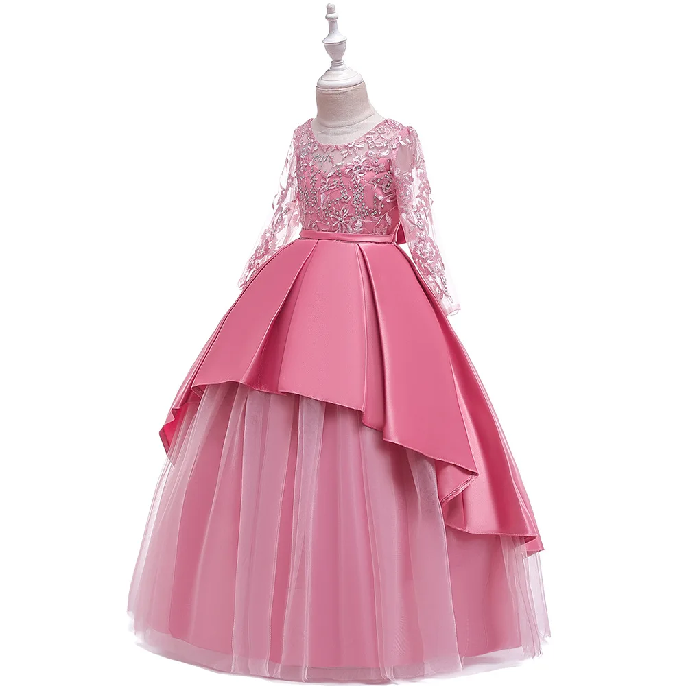 

Dress For Girl 2021 Wedding Dress Baby Clothes Prom Dress Long Sleeve Fancy Flower Children Party Clothing Formal Kids Summer