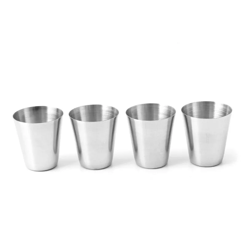 

4Pcs Outdoor Stainless Camping Steel Mini Mug Cup Drinking Coffee Beer With Case