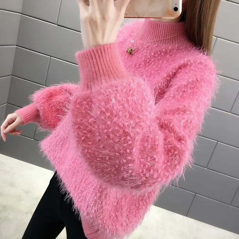 Зимний женский Повседневный теплый свитер с круглым вырезом женские шикарные