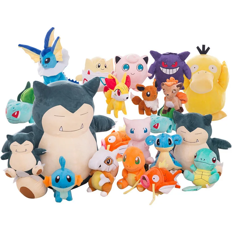 20 см новый мяут белка Snorlax Jigglypuff Poliwhirl Charmander Gengar Bulbasaur Torchic Squitle плюшевые игрушки