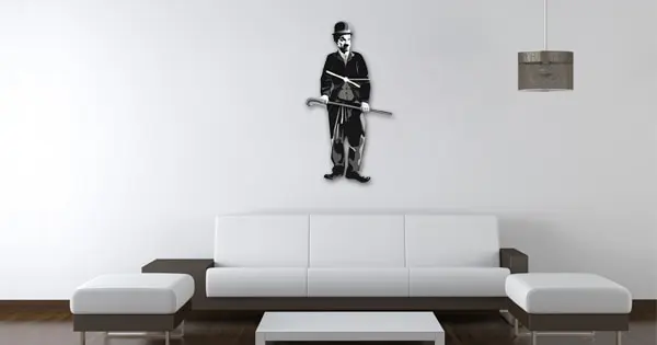 

Goodtime Charlie Chaplin Decorative Swinging Pendulum Wall Clock MDF Wooden Home Needles Design Free Shipping
