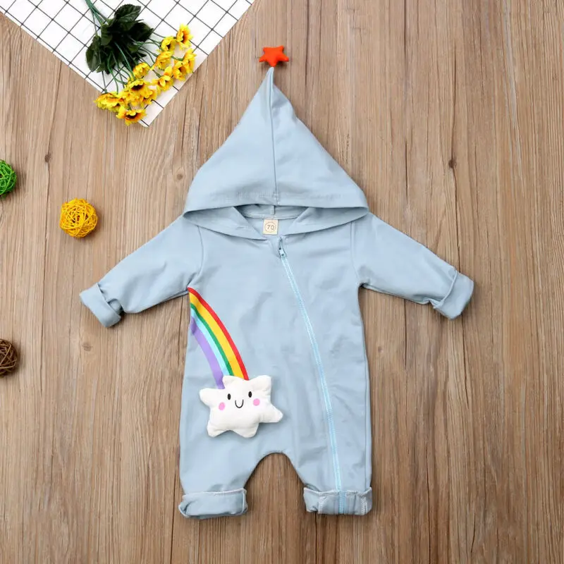 Pudcoco Newborn Baby Boy Girl Rainbow Jumpsuit Bodysuit Outfits Clothes | Детская одежда и обувь