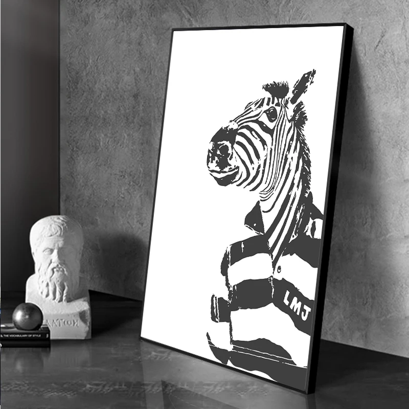 Холст Художественная живопись черные белые животные и картины Домашний Декор