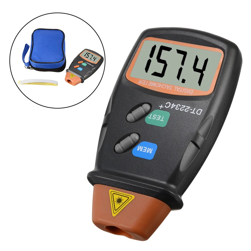 Цифровой лазерный счетчик оборотов DT2234C Бесконтактный тахометр с ЖК дисплеем