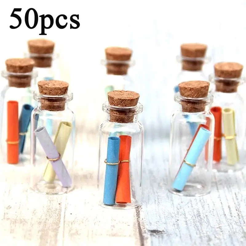 50 шт. стеклянная мини бутылка с пробковыми стеклянными банками прозрачный