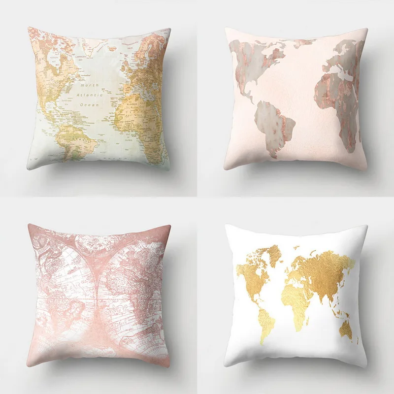 1 предмет Винтаж карта мира Стиль узор Чехлы для подушек из хлопка и льна накидка