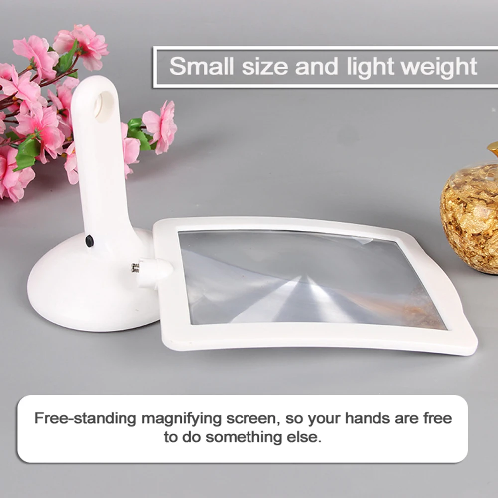 

3X Magnifier With 360 Degree Rotation Screen Bright LED Reading Auxiliary Magnifier Rotary Desktop Magnifier Magnifying Glass