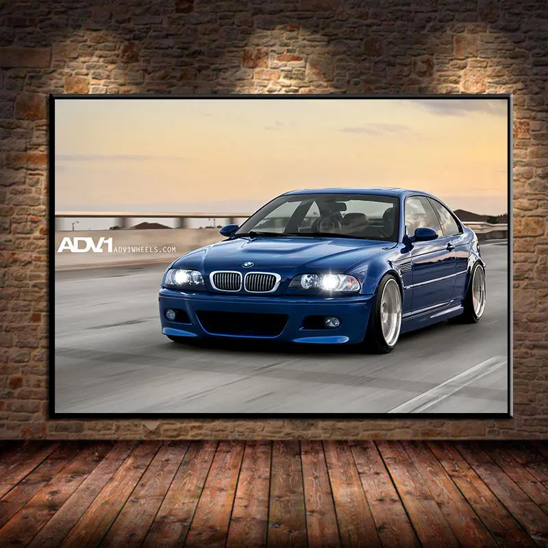 

Supercar Poster Blue Car B M W M3 E46 Classic Drift Car Wall Art Posters Prints Canvas Painting for Living Room Home Decoration