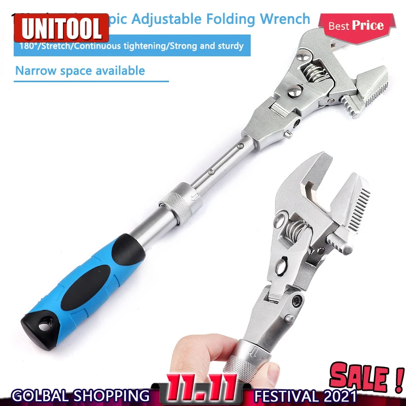 

10-дюймовый многофункциональный выдвижной регулируемый гаечный ключ сочетание 180 ° складной трещотка универсальный гаечный ключ для ремонт...