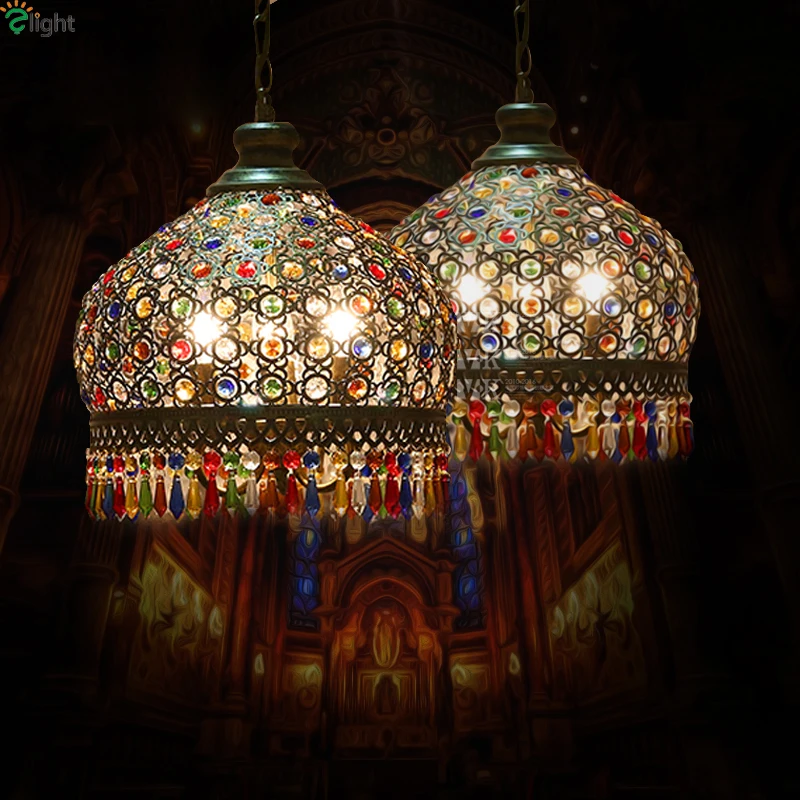Богемные красочные хрустальные светодиодные люстры освещение для столовой