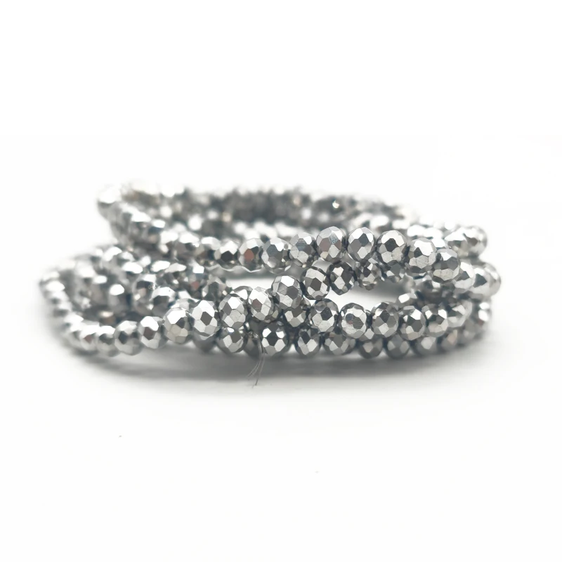 

2 3 4 6 8mm Faceted Flat Silvery Glass Beads Round Crystal Loose Beads DIY Making Bracelet Necklace Jewelry Accessories