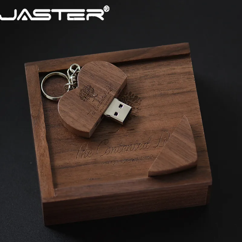 JASTER, хит, деревянный USB 2,0, сердце+ коробка, usb флеш-накопитель, 4 ГБ, 8 ГБ, 16 ГБ, 32 ГБ, 64 ГБ, флешка, карта памяти, логотип на заказ