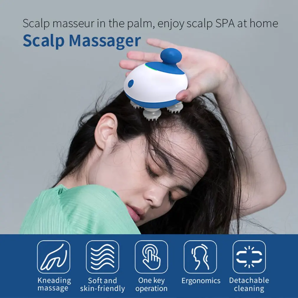 Мини массажер для головы Электрический Вибрационный скальп тела глубокого