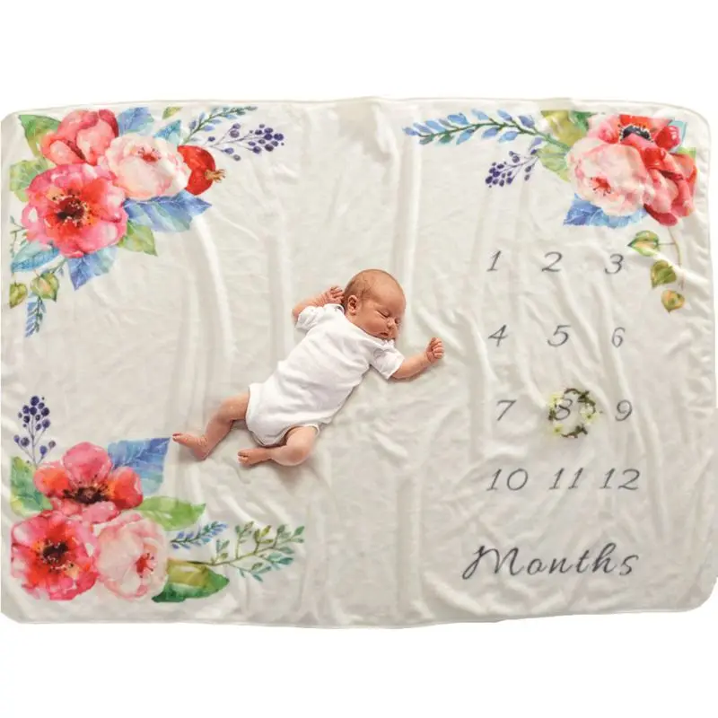 

Newborn Photo Digital Growth Blanket Baby Milestone Blankets Infants Bathing Gift Photography Props 97BE